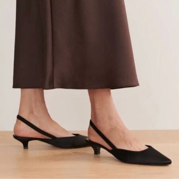 Jenni Kayne Black Satin Slingback Kitten Heels Sz 40 - Picture 11 of 11